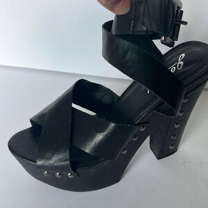 Black with metal studs platform sandal
